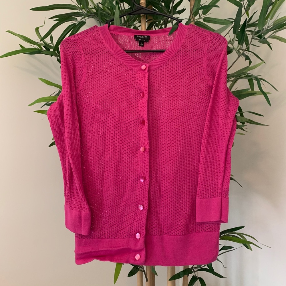 Talbots Fuchsia Pink Petite Knit Cardigan